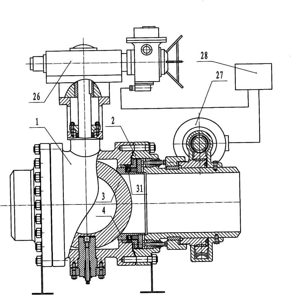 A forced sealing ball valve