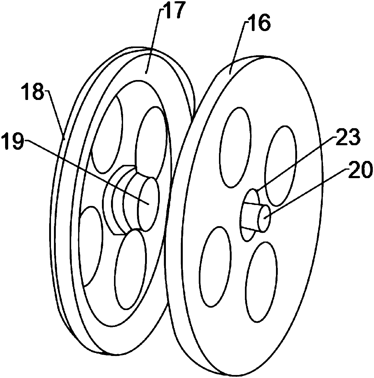 Inner and outer shaft transmission device for driving wheel