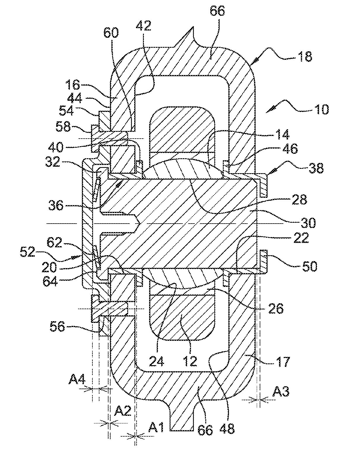 Ball joint device for a turbine engine