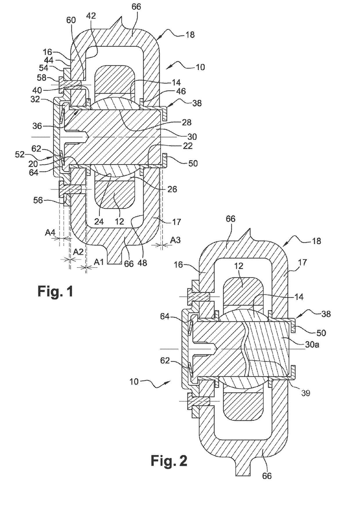 Ball joint device for a turbine engine