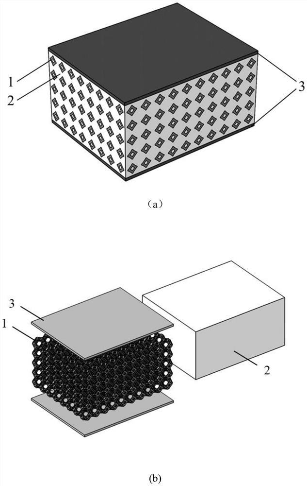 Damping material filled open-cell foam metal type underwater sound absorption composite structure