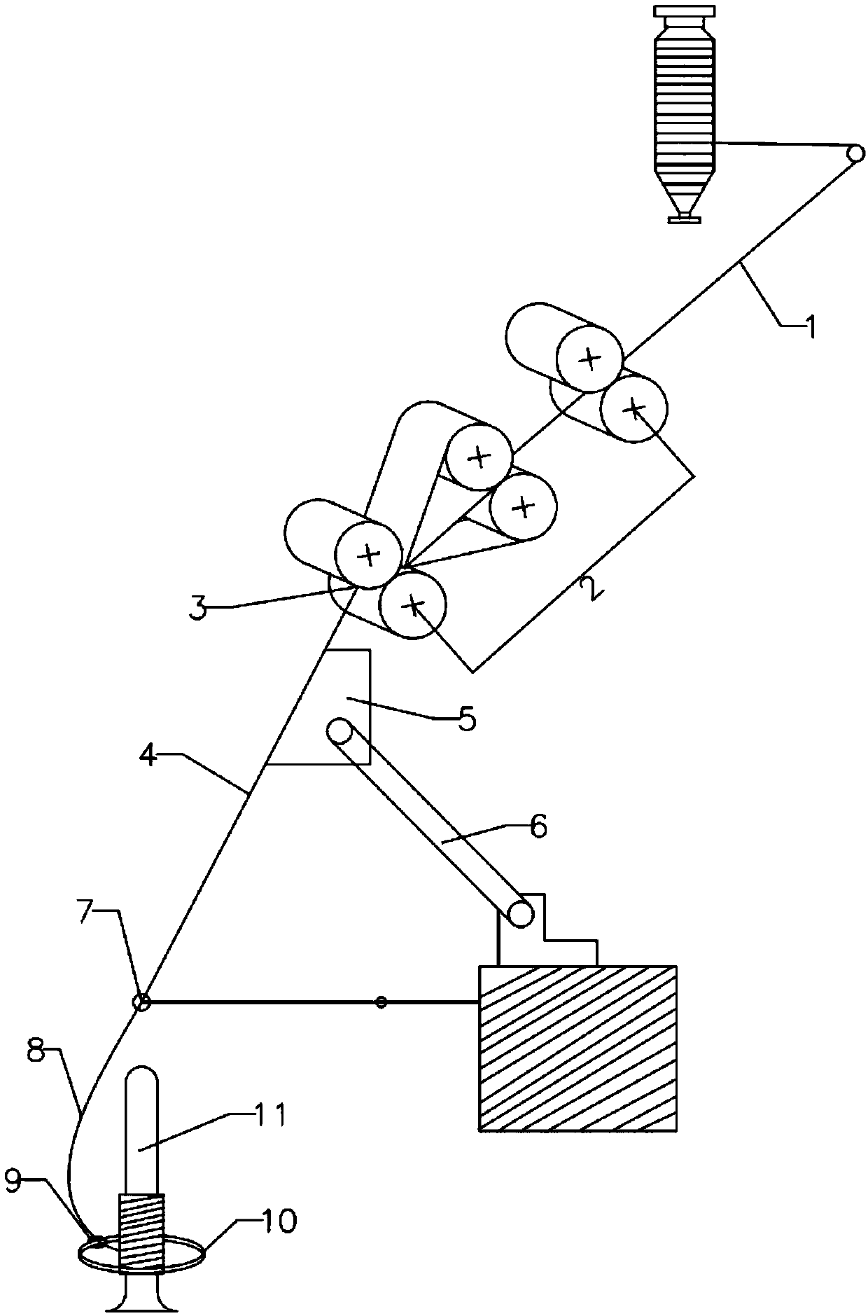 Device for improving spun yarn performance through on-line controllable application of auxiliary agents in spinning