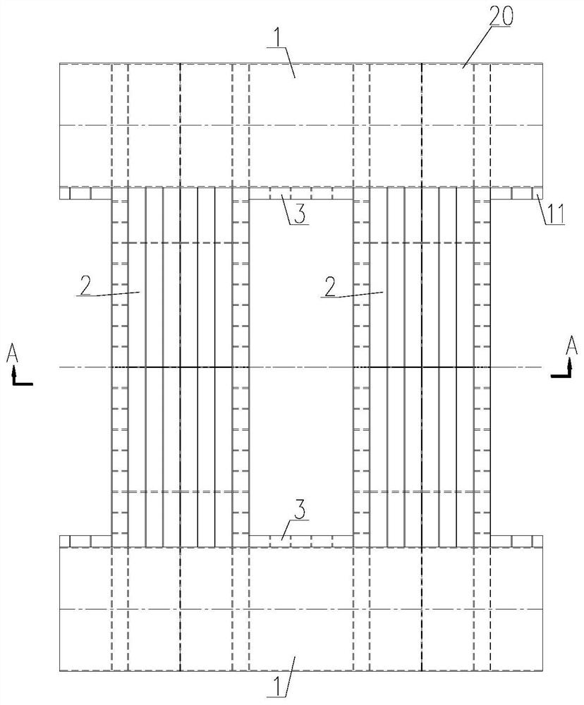 A stepped beam section glass footbridge