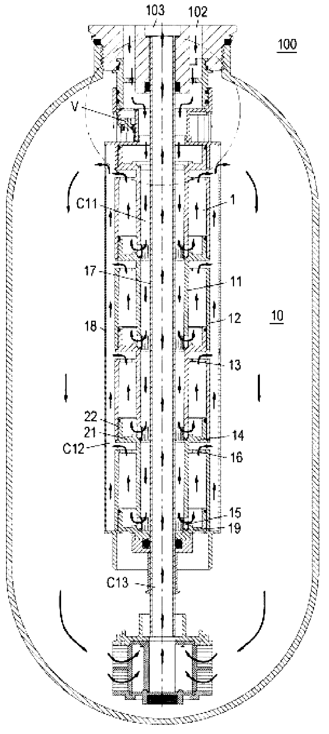 Unit, assembly and apparatus for treating fluid