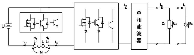 Single-stage single-phase current type inverter with high step-up ratio