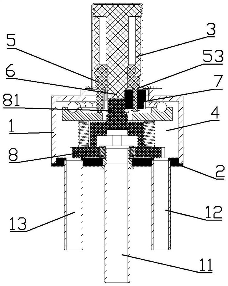 A rotary three-way valve