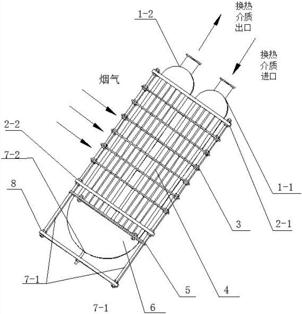 A horizontally placed fluoroplastic tubular heat exchanger