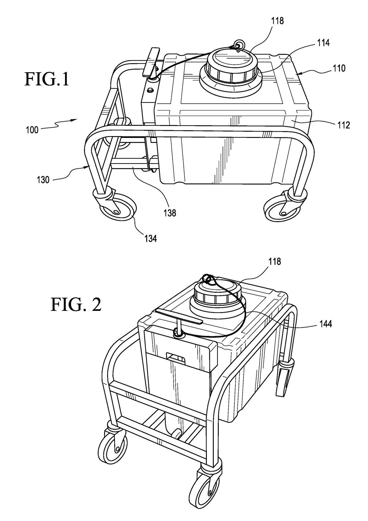 Liquid collection device that catches and transports, without spills, drain water from a piece of equipment, such as an ice table, and a system including the table and collection device