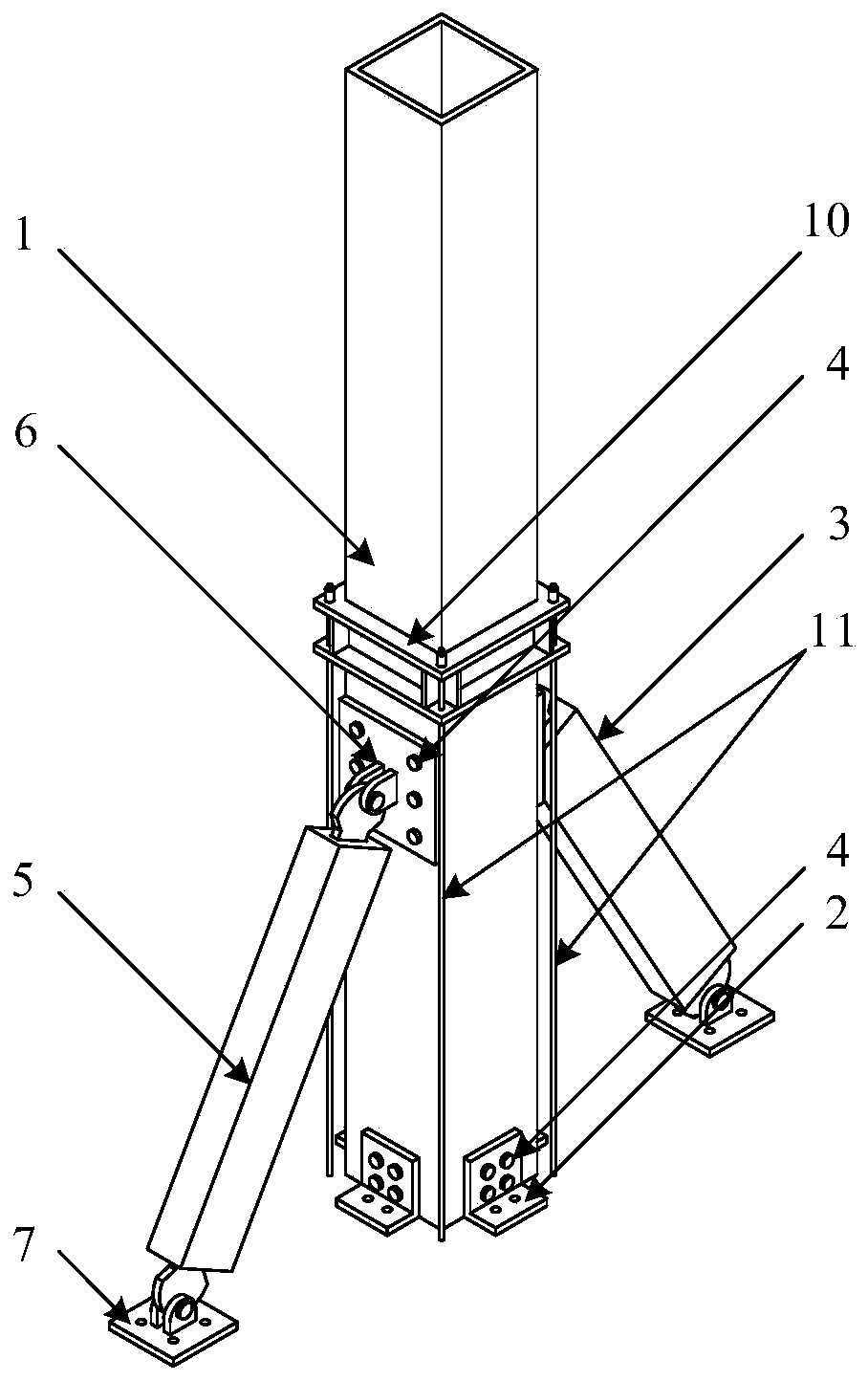 Self-reset L-shaped piece connecting column base joint with additional replaceable oblique anti-side BRB