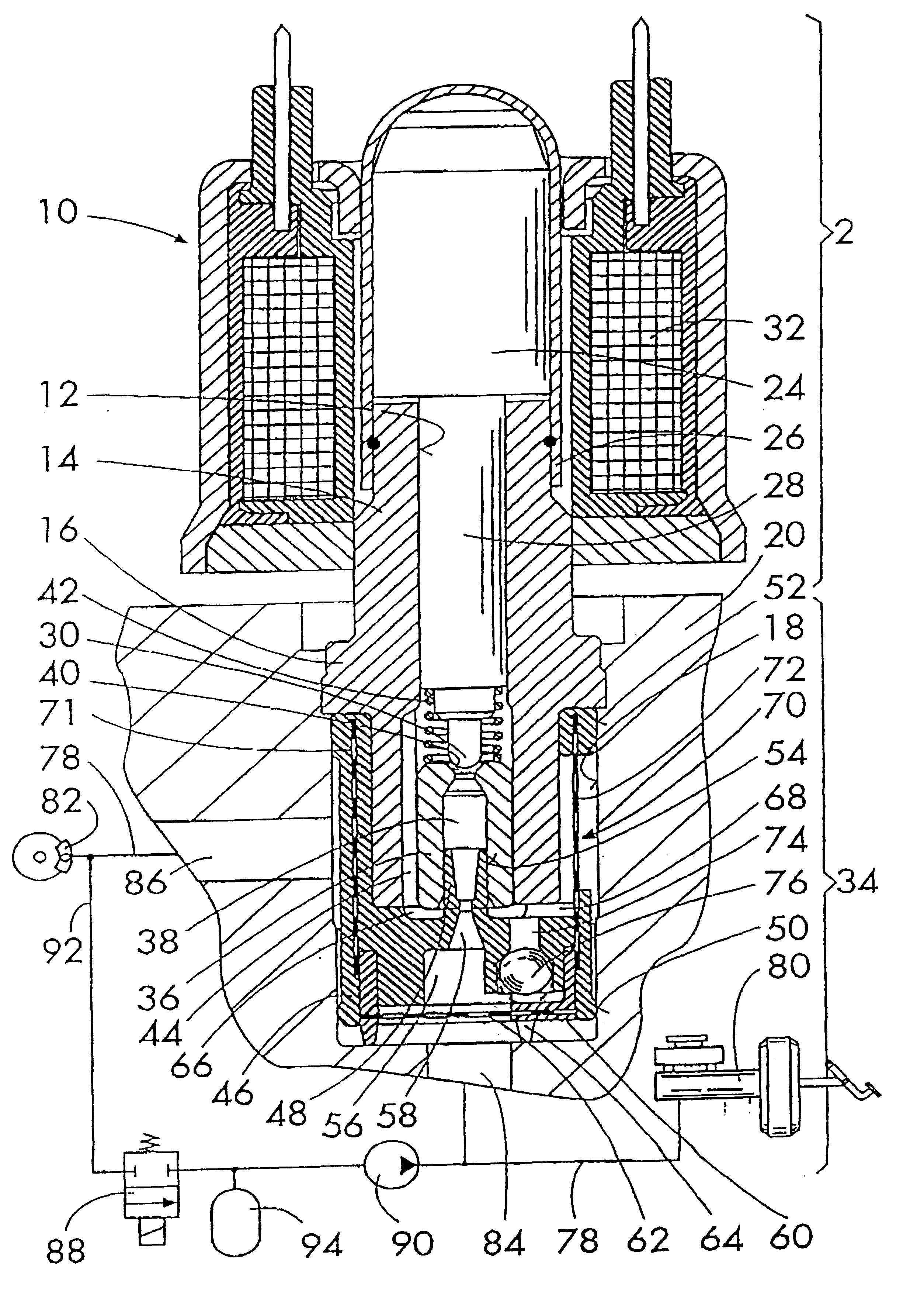 Solenoid valve for a slip-regulated hydraulic brake system of a vehicle