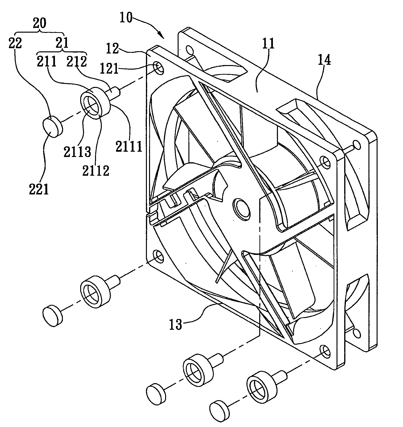 Magnetic fan-attaching structure and magnetic attaching element thereof