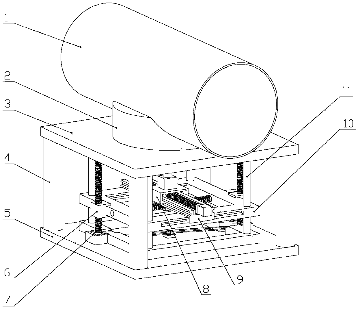 A progressive flexible flanging device and process for a large-diameter thick-walled cylinder