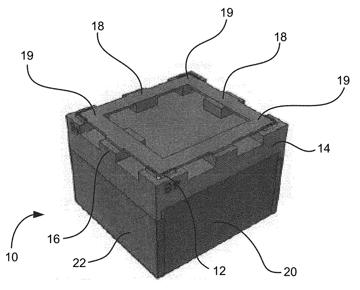 Bulk bin with integrated shock absorber