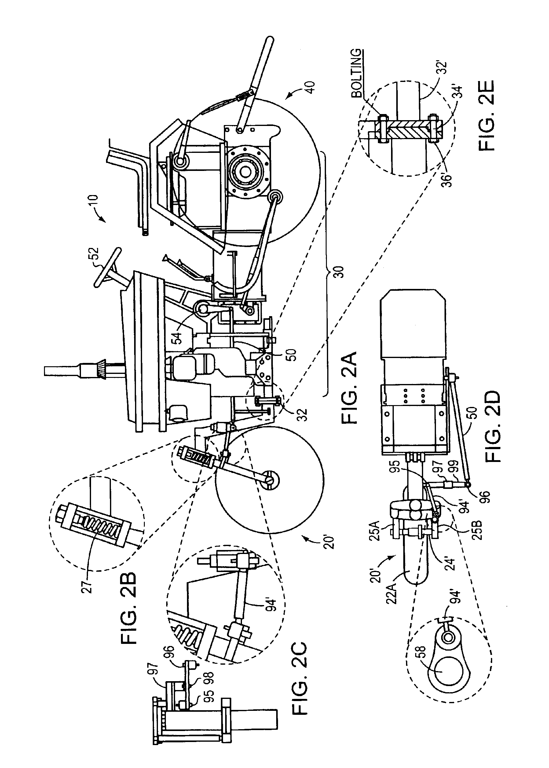Tractor having a convertible front end and variable track width and related methods