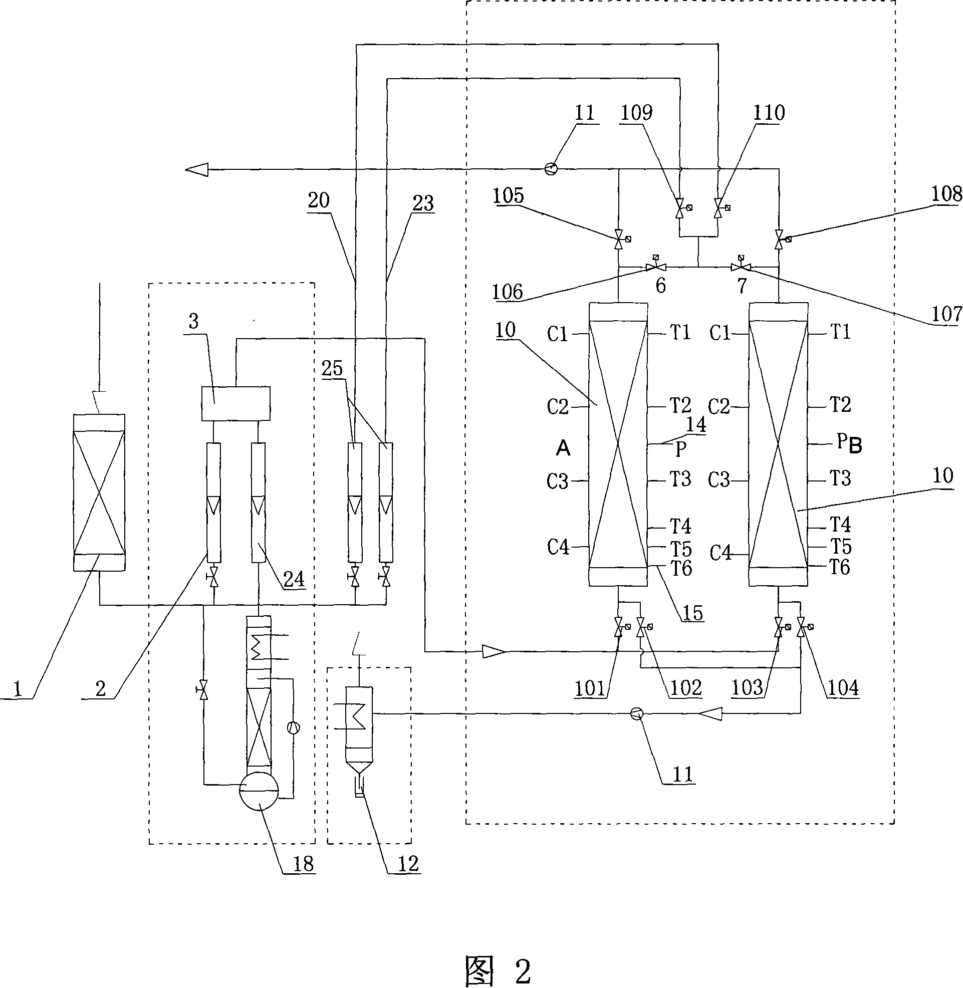Multi-component organic-gas pressure-changing adsorption and realtime detection-control experiment device