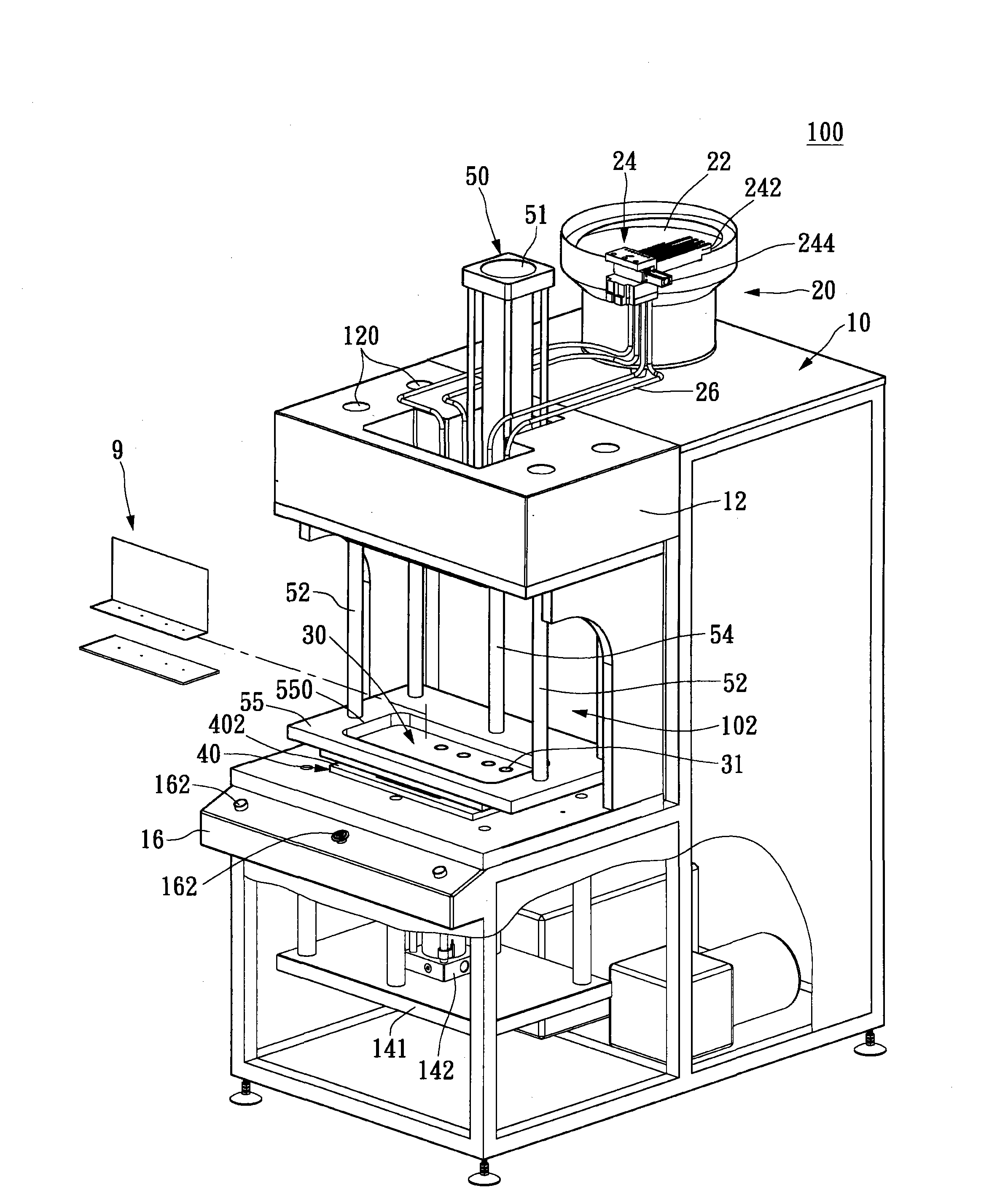 Automatic loading and setting blind rivet mechanism