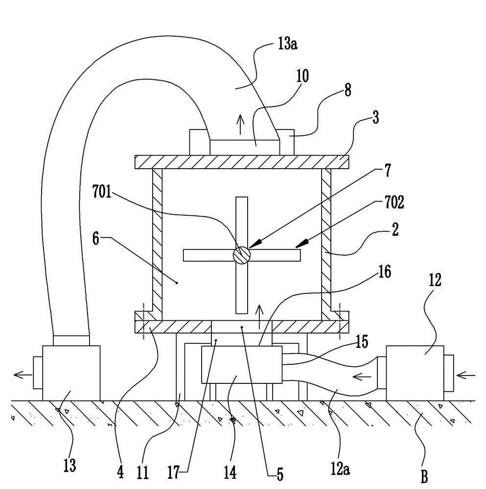 Device for drying sludge with bottom air admission structure