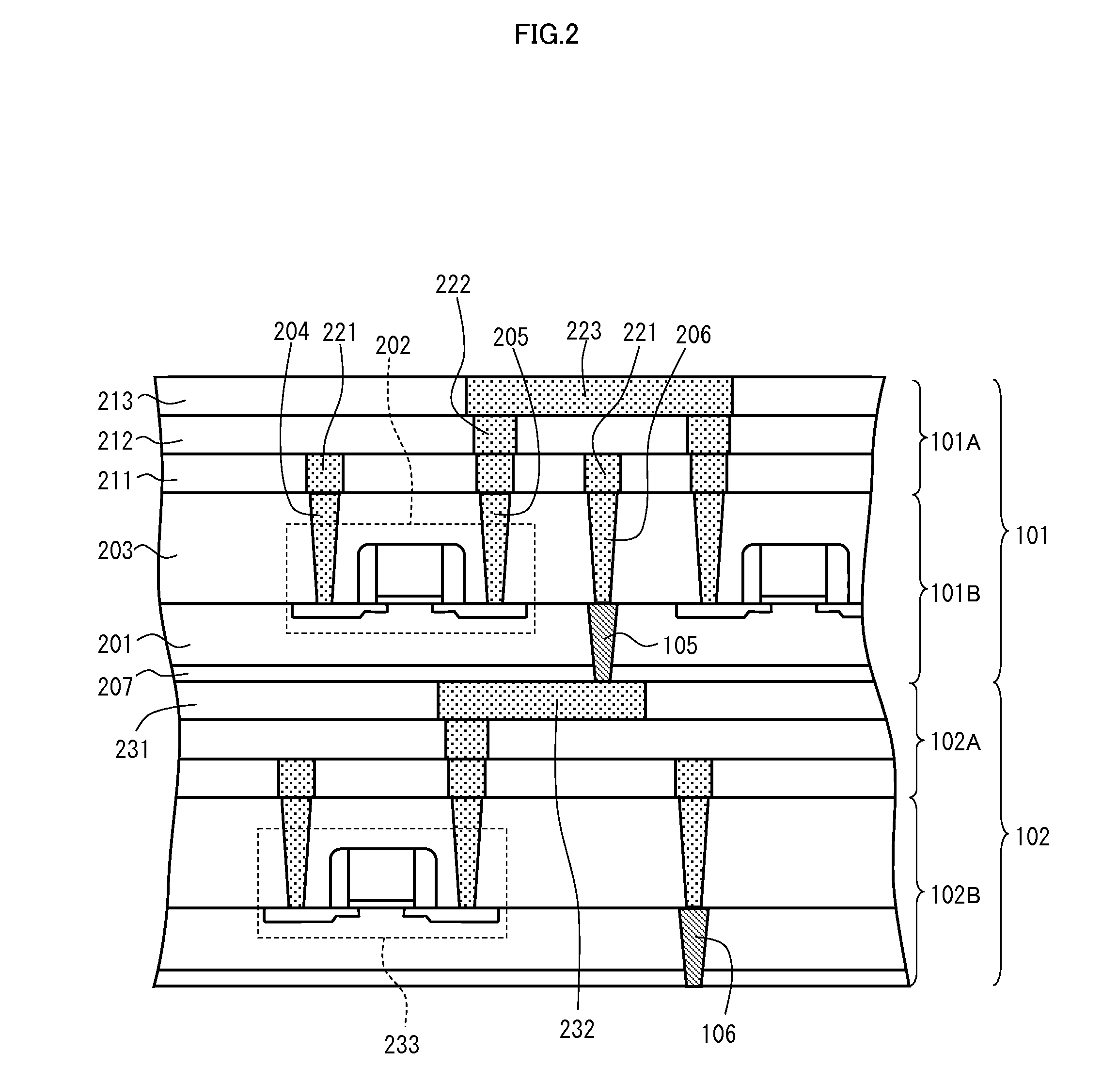Three-dimensional integrated circuit having redundant relief structure for chip bonding section
