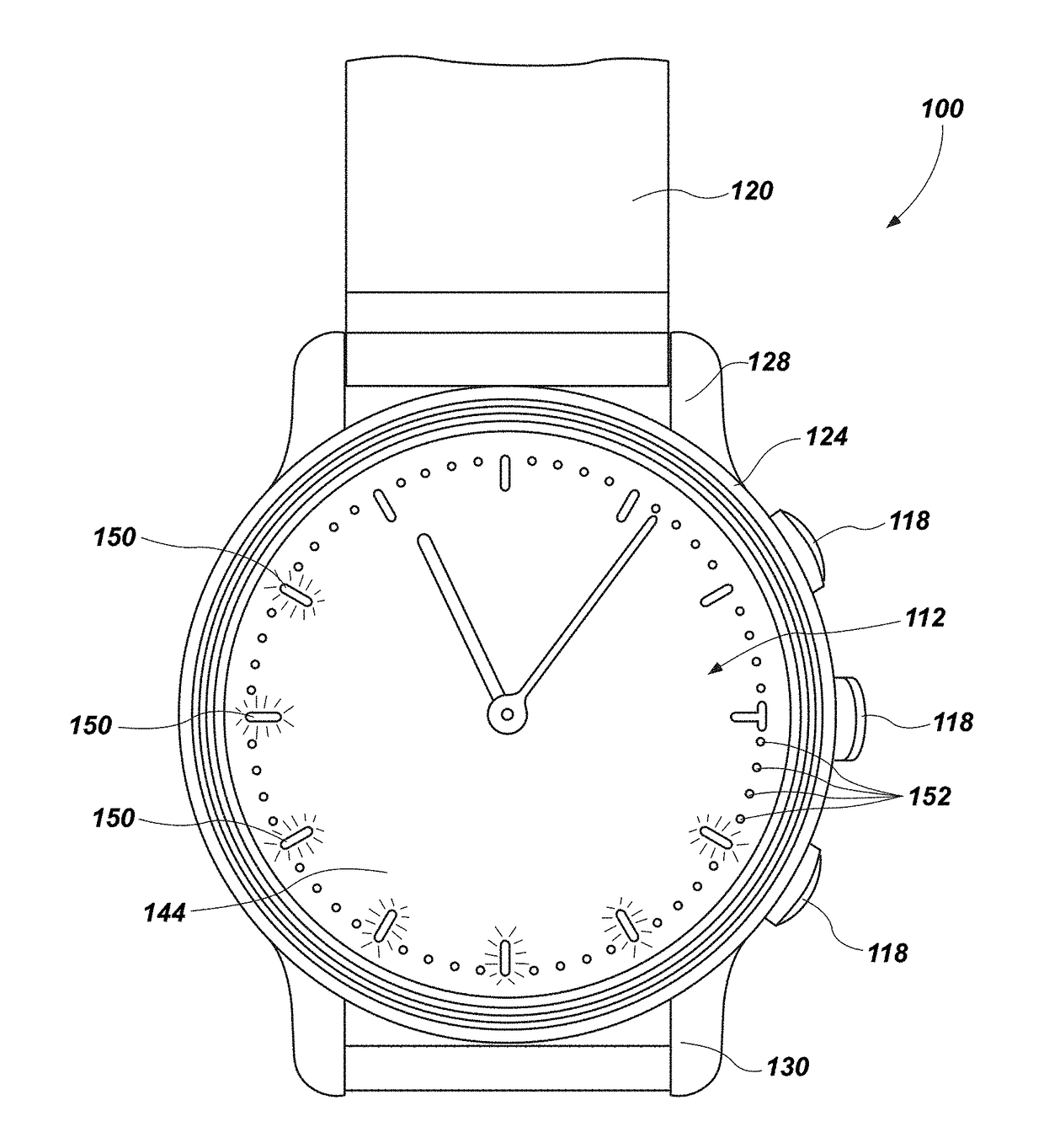 Smartwatch assemblies having analog dials with specific functionalities