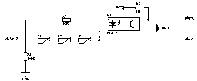 Short circuit protection and overload detection circuit for MBus main station circuit