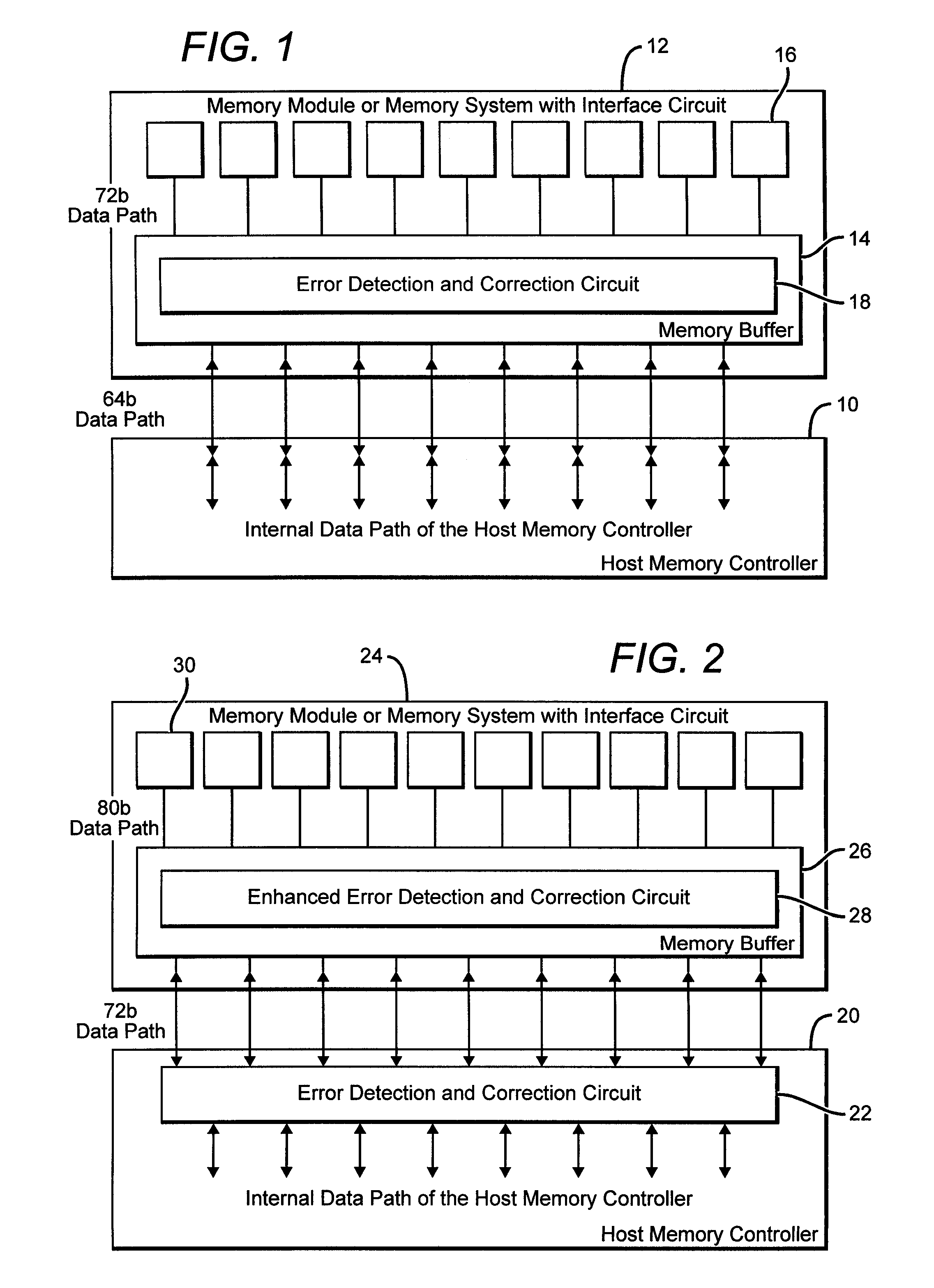 Systems and methods for error detection and correction in a memory module which includes a memory buffer