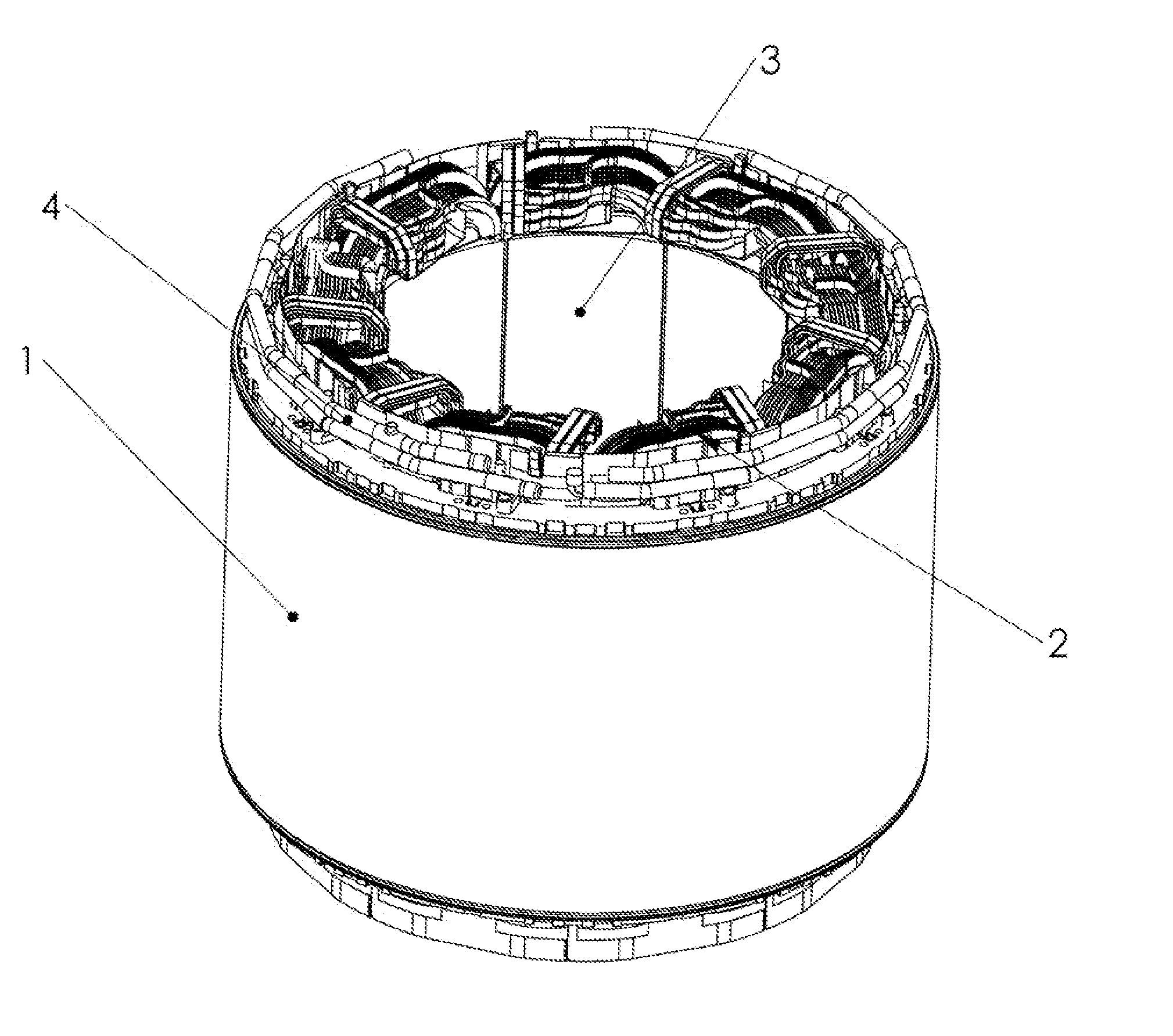 Concentrated winding stator construction for high efficiency machine