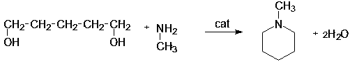 Preparation method for amination synthesis of N-methylpiperidine from 1,5-pentanediol