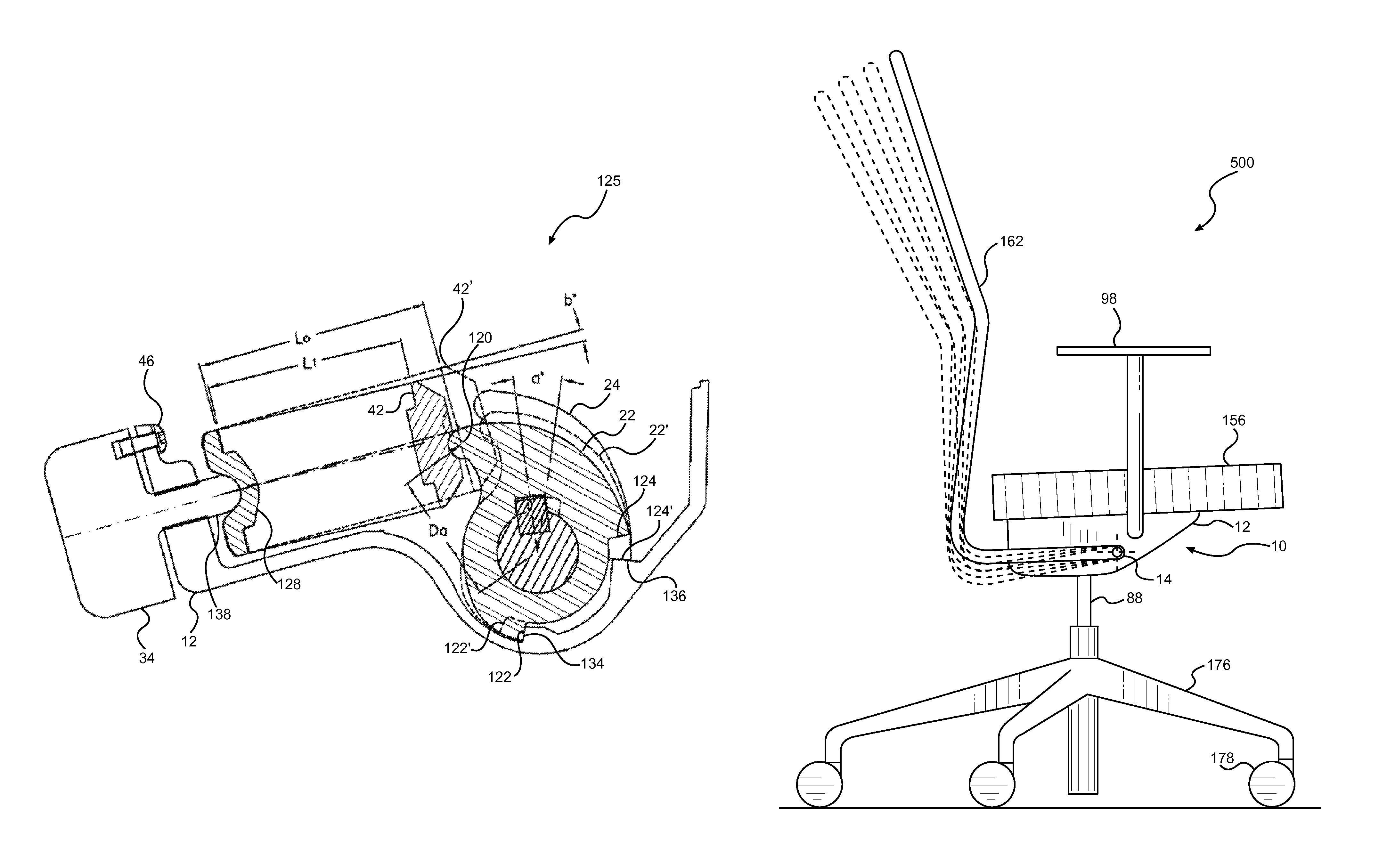 Mobile task chair and mobile task chair control mechanism with adjustment capabilities and visual setting indicators