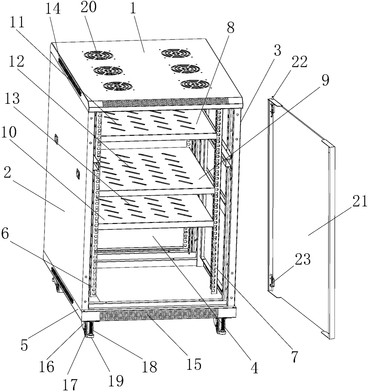 Temperature control device of power communication cabinet