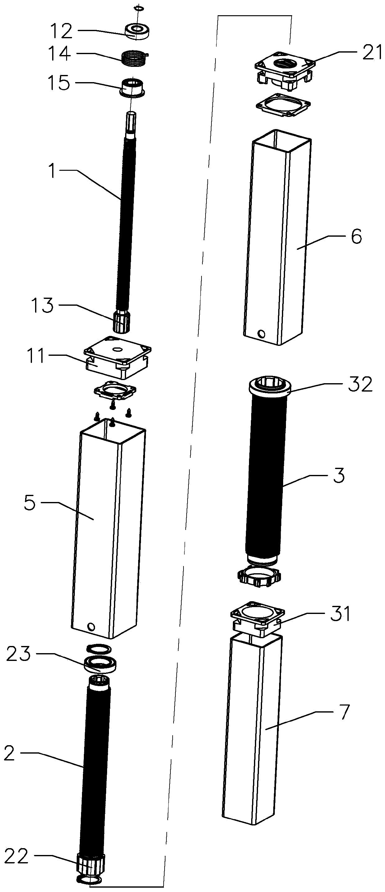 Transmission assembly and lifting vertical column