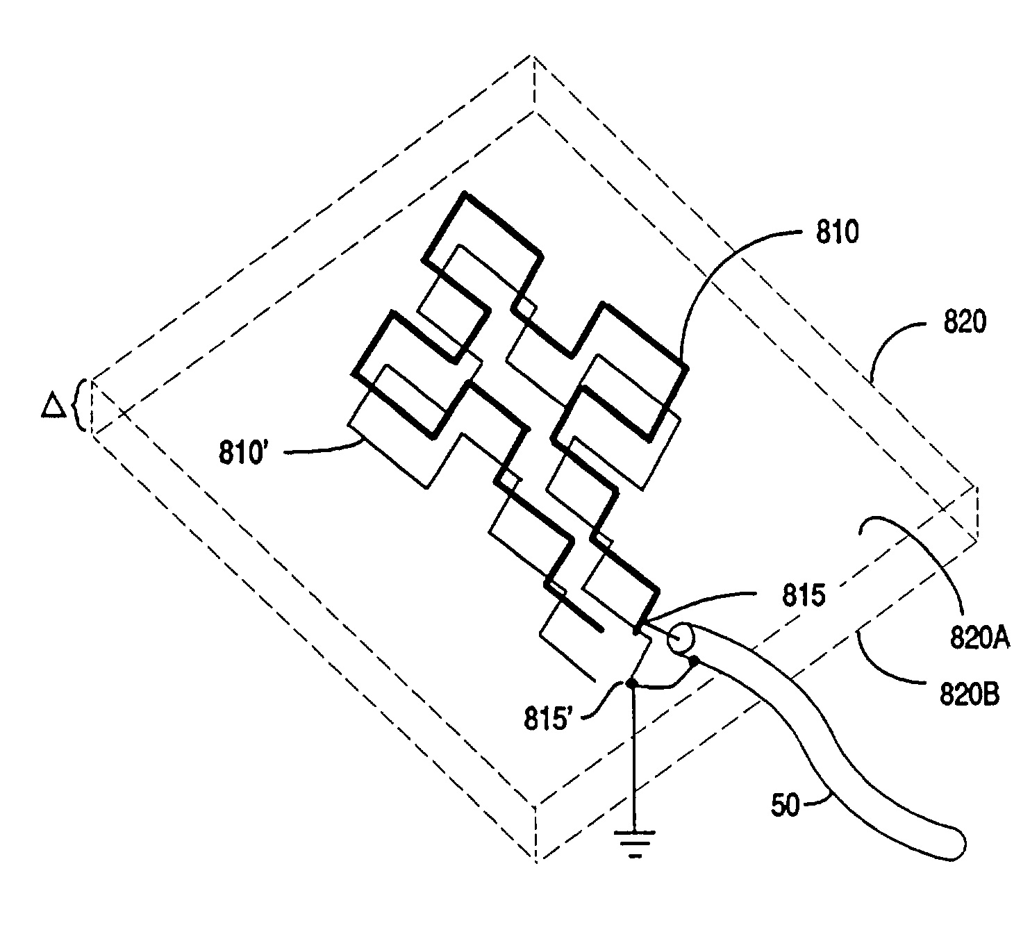 Fractal antenna ground counterpoise, ground planes, and loading elements and microstrip patch antennas with fractal structure