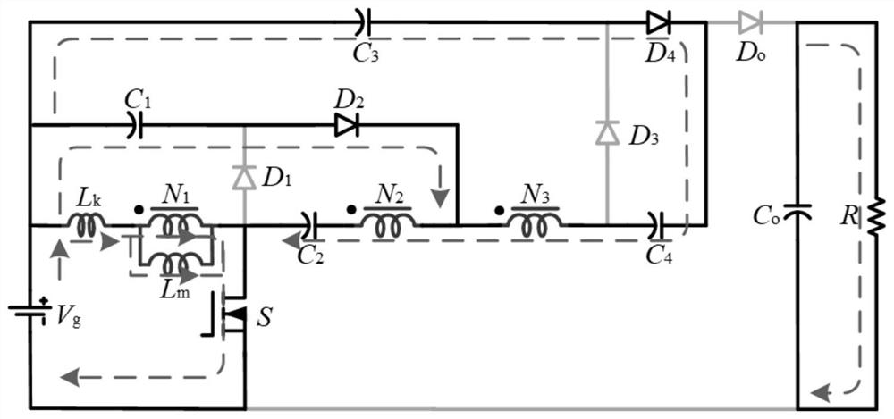 High-voltage gain DC-DC direct-current converter