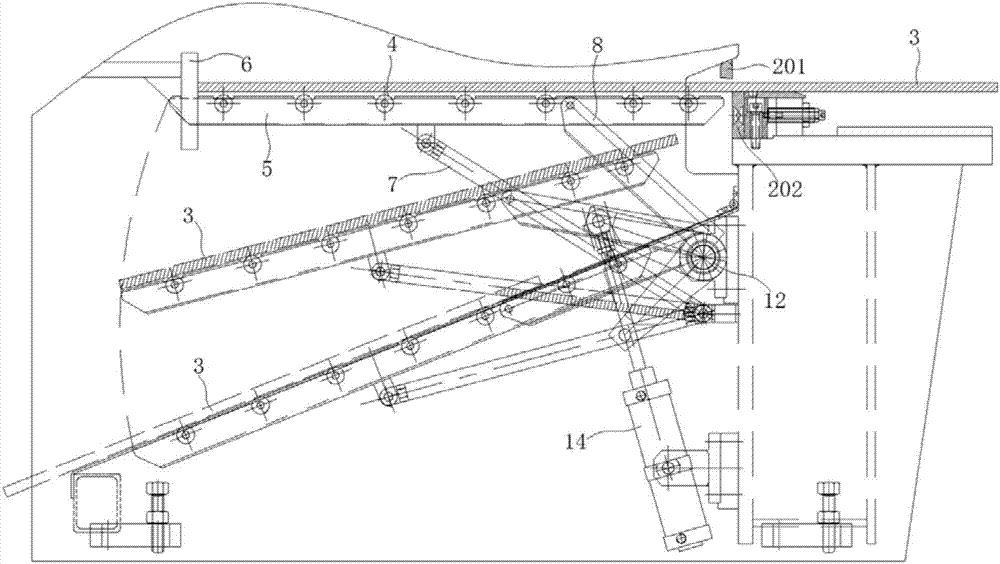 Four-point pneumatic supporting device and method for plate shearing machine