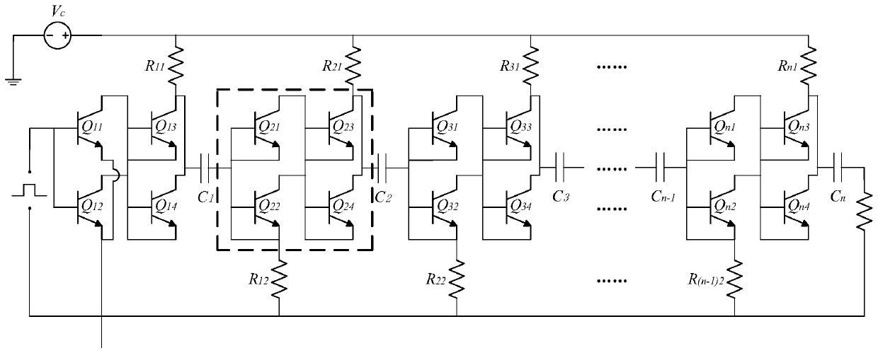 Marx circuit high-frequency high-voltage picosecond pulse generator with avalanche triode series-parallel structure and application of Marx circuit high-frequency high-voltage picosecond pulse generator