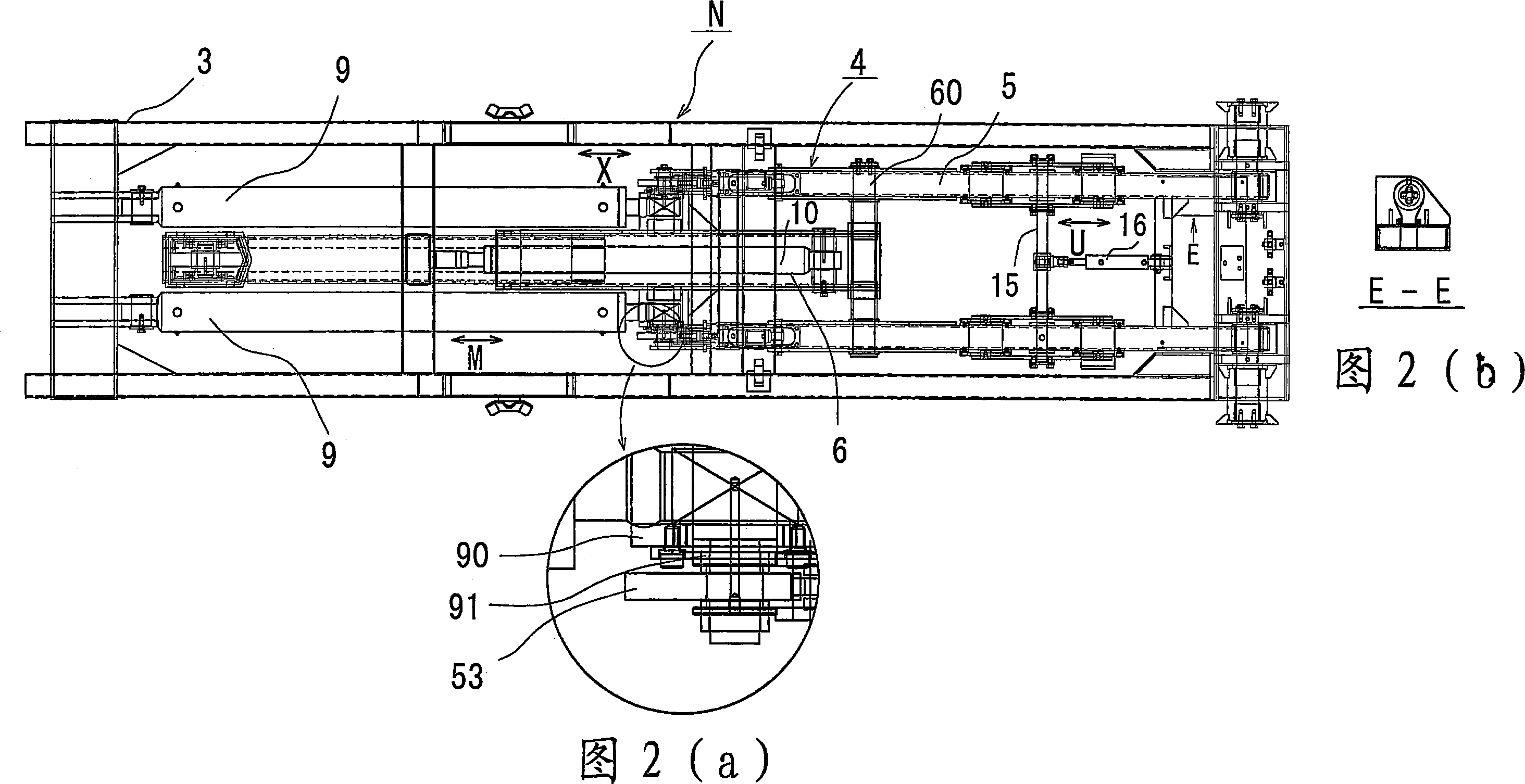 Container loading and unloading vehicle and container loading and unloading method