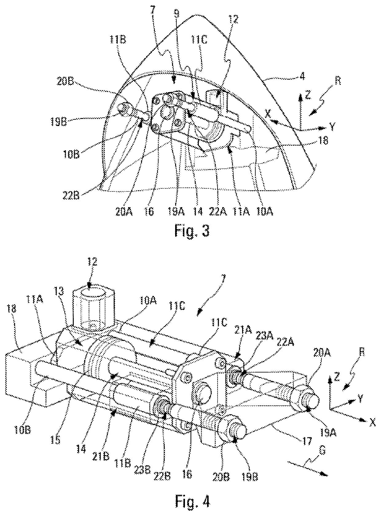 Actuation device for ejecting at least one removable part of a missile, particularly a nose