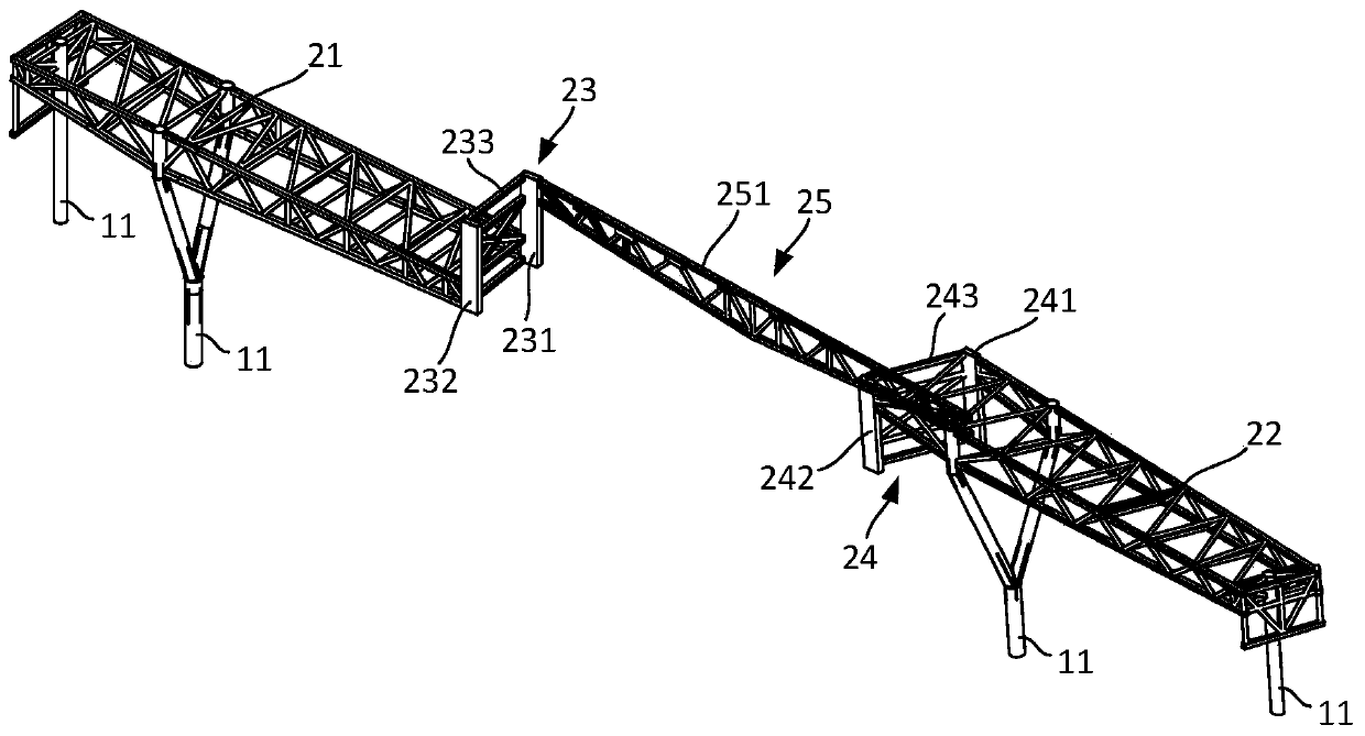 Installation method and installation structure of large-span space-degraded continuous steel truss