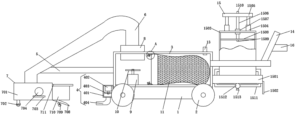 Leaf cleaning device for garden road based on opposite blowing type and negative pressure type