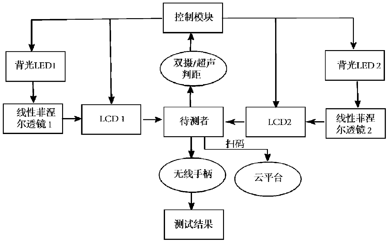 Independent pointing type naked eye vision screening system