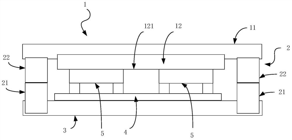 Pressing device and LED packaging process