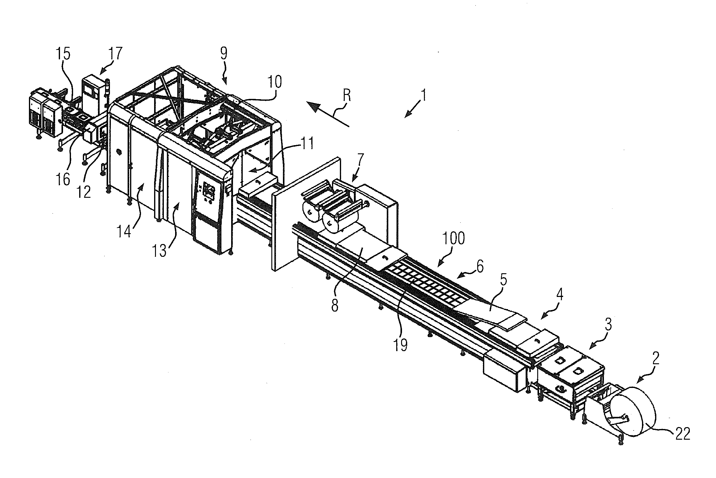 Packaging facility with latching station and method