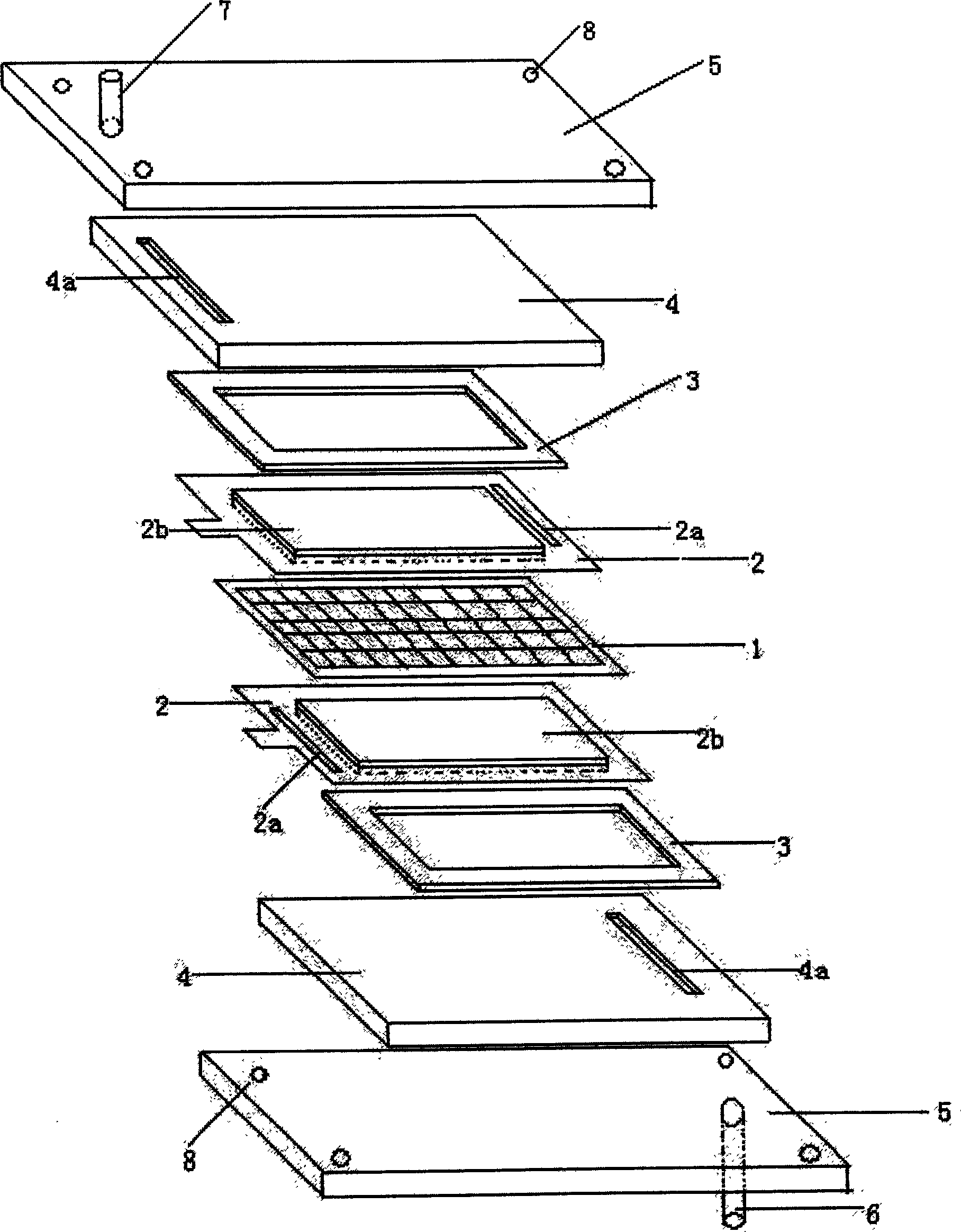 Liquid-flowing capacitor seawater desalination apparatus and manufacture thereof