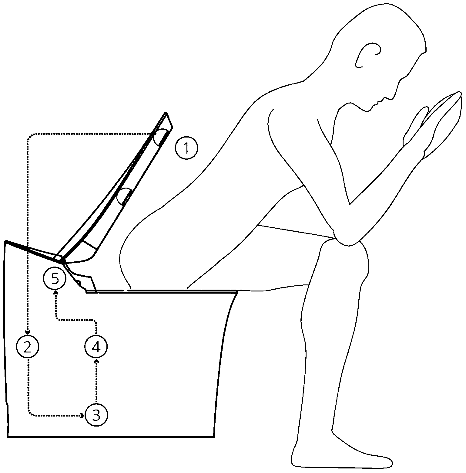 Sitting posture prompting device for toilet
