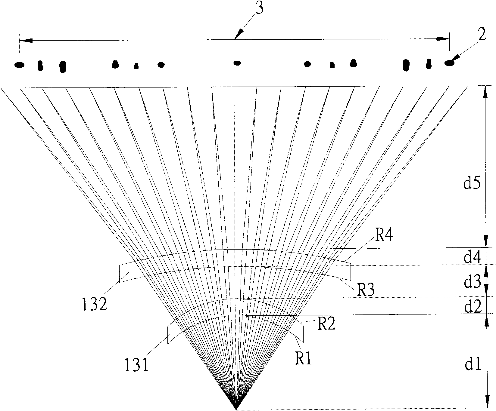 Two-chip type f Theta lens of microcomputer electric laser scanning device