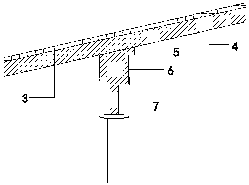 Construction method of reinforced concrete hyperbolic slope roof formwork system