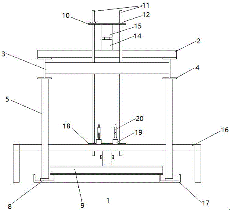 Testing device for vertical anti-uplifting test of spiral ground anchor and operation method of testing device