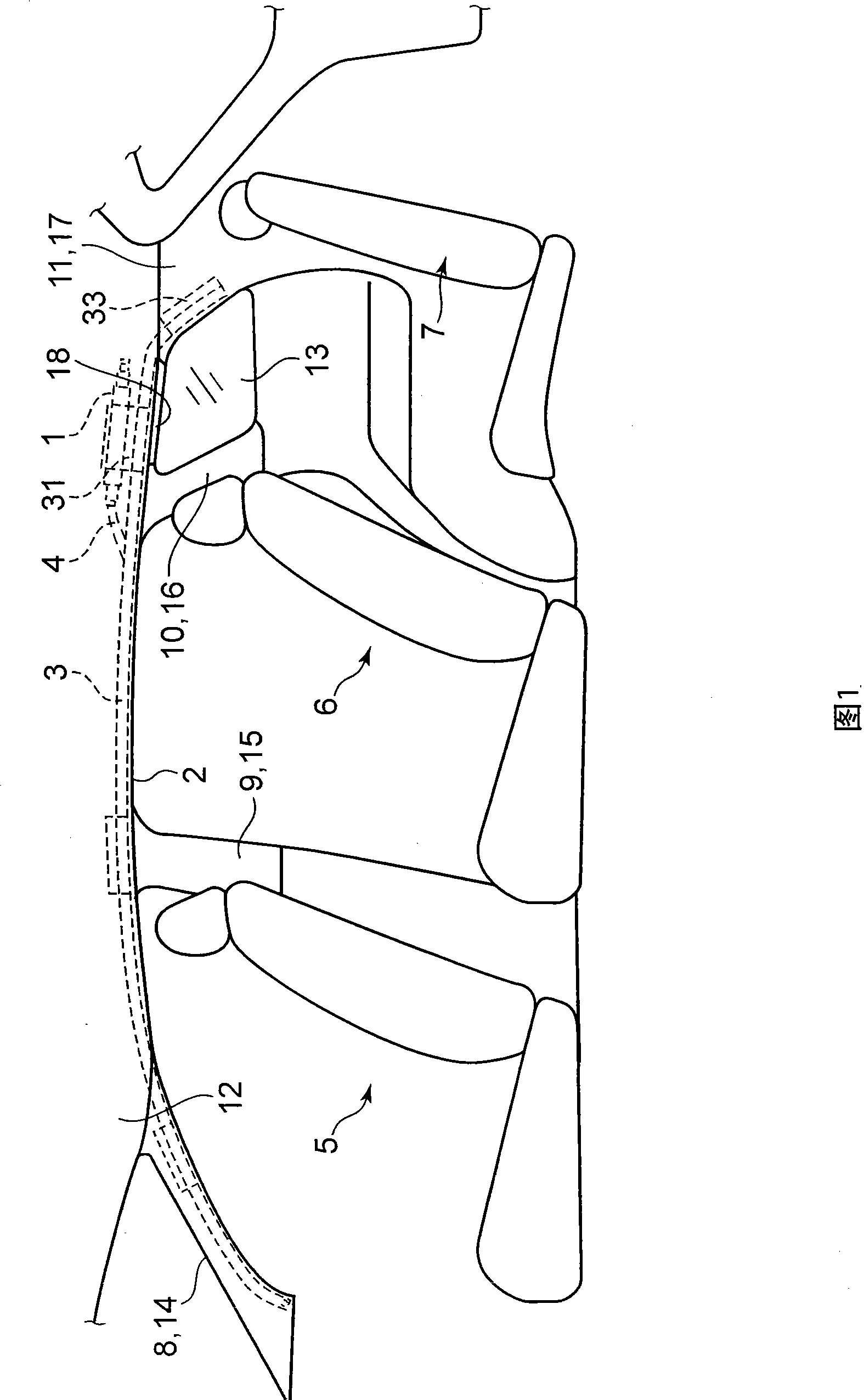 Vehicle rear structure provided with curtain air bag device