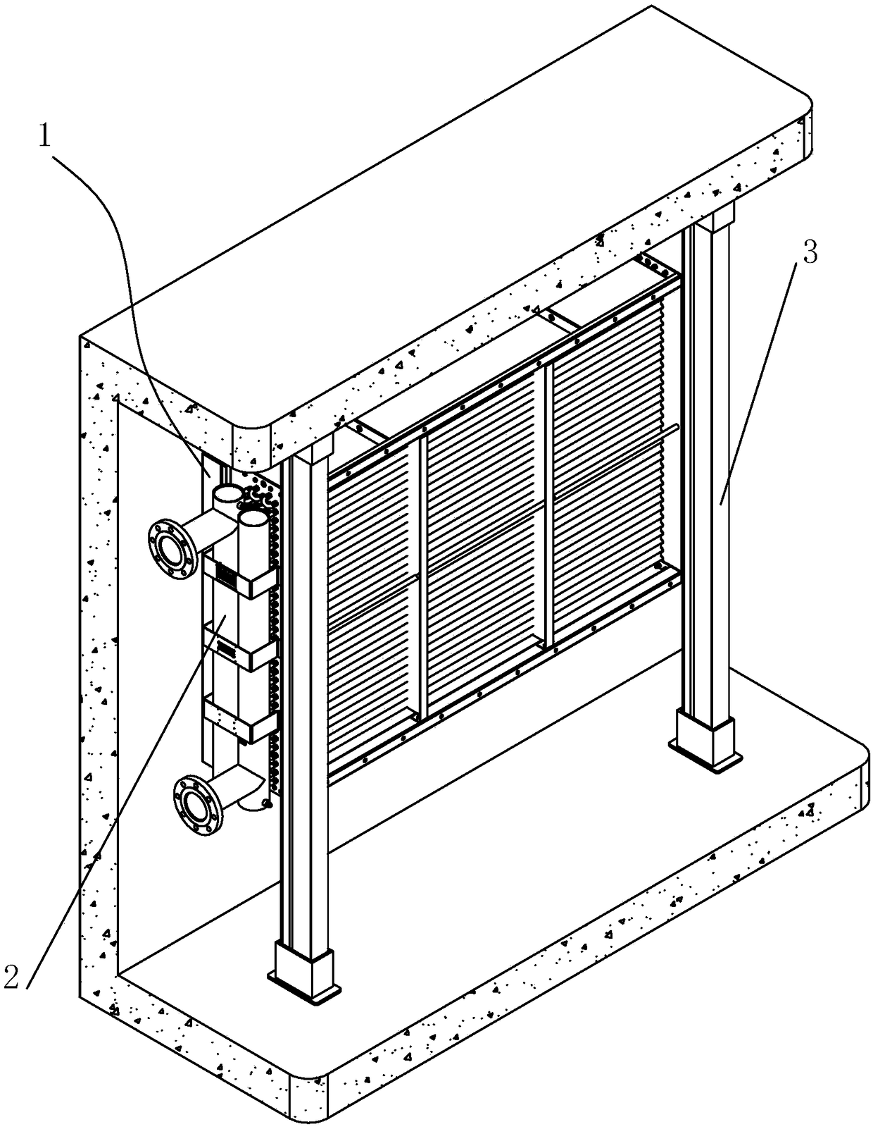 Anti-seismic wall hole mounting type heat exchanger for nuclear power station
