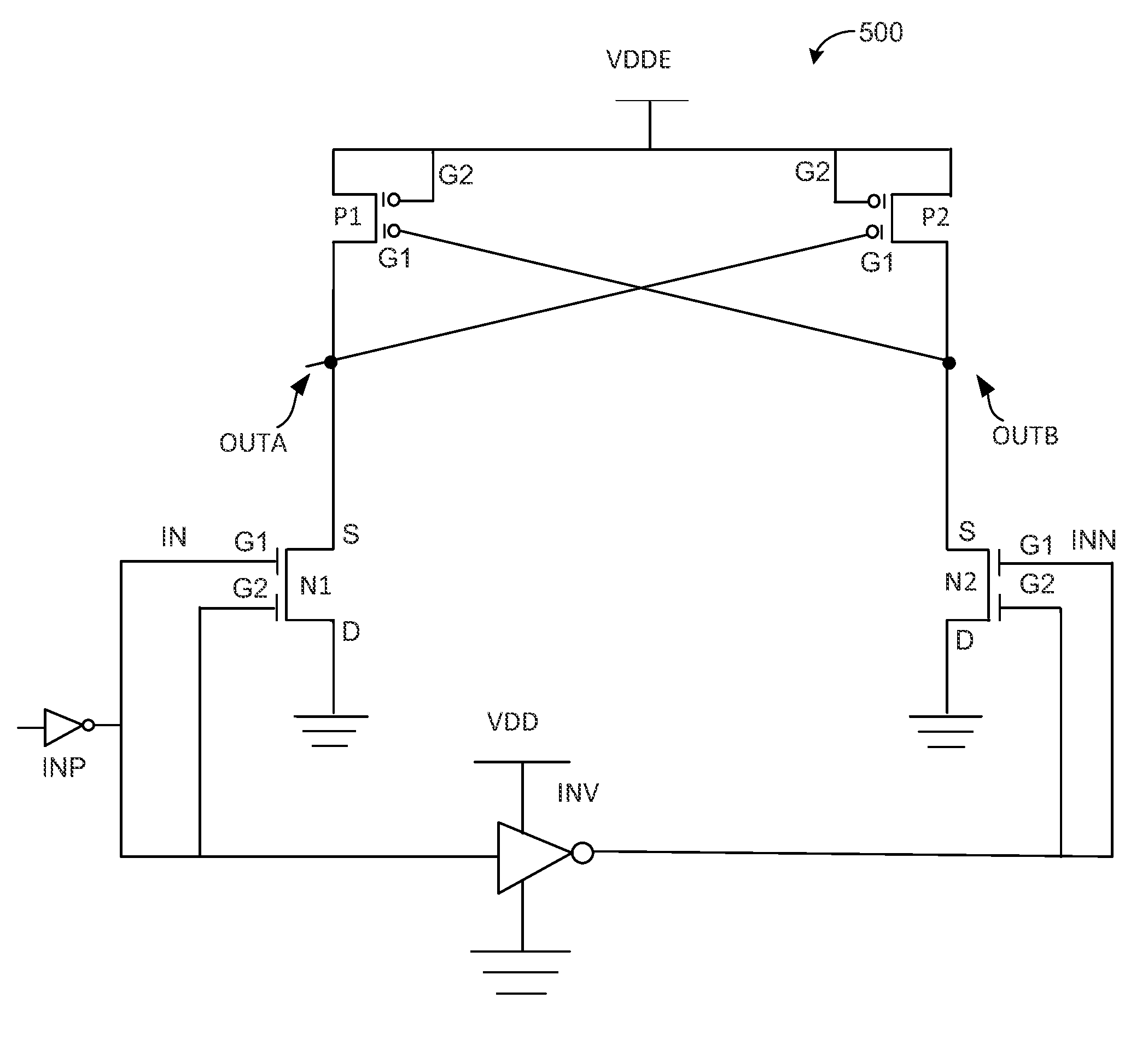 Wide range core supply compatible level shifter circuit