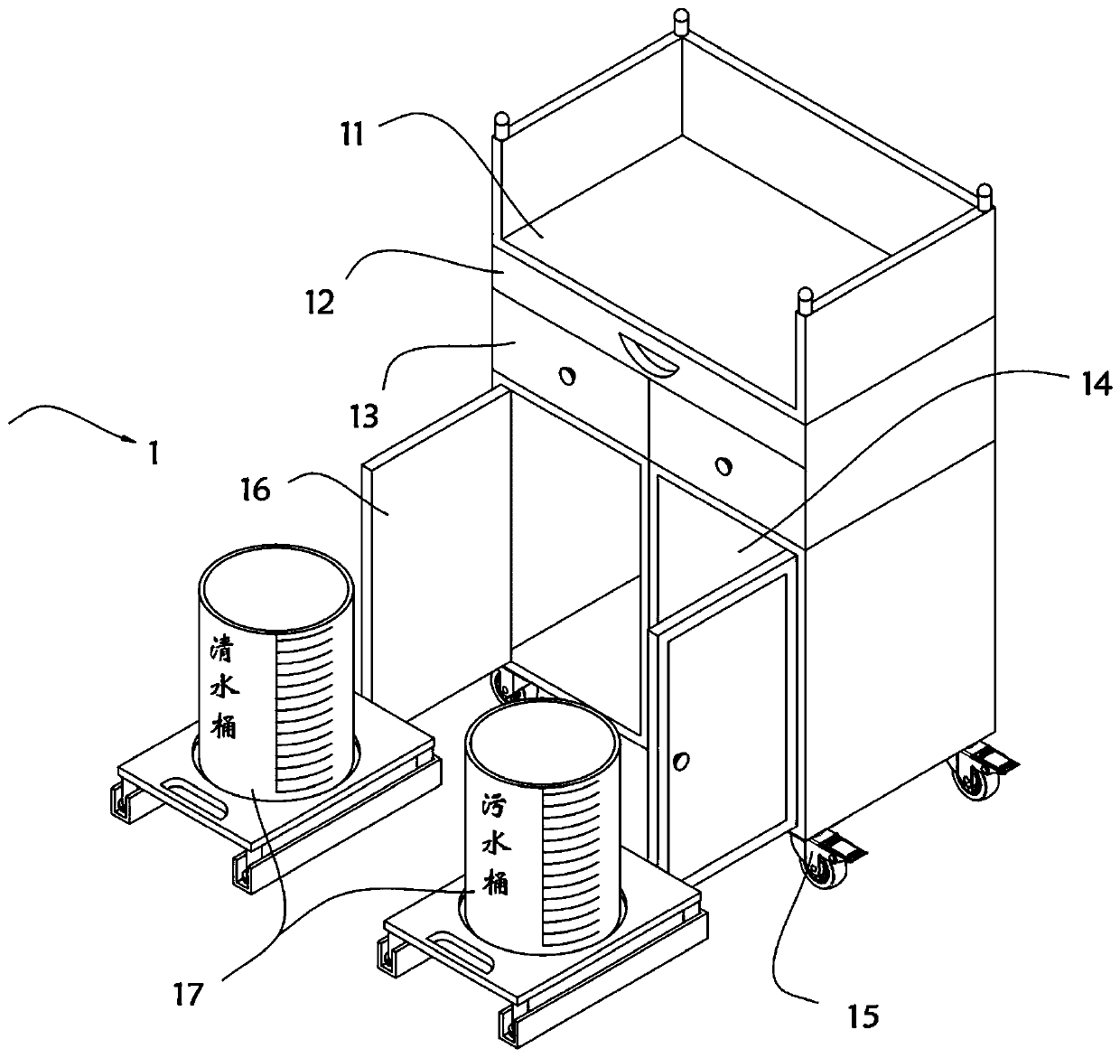 Novel integrated type gastric lavage trolley